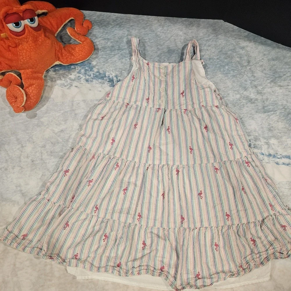 Gymboree Girls Flamingo Stripe Sundress Size 12 Rainbow Summer‎ Dress